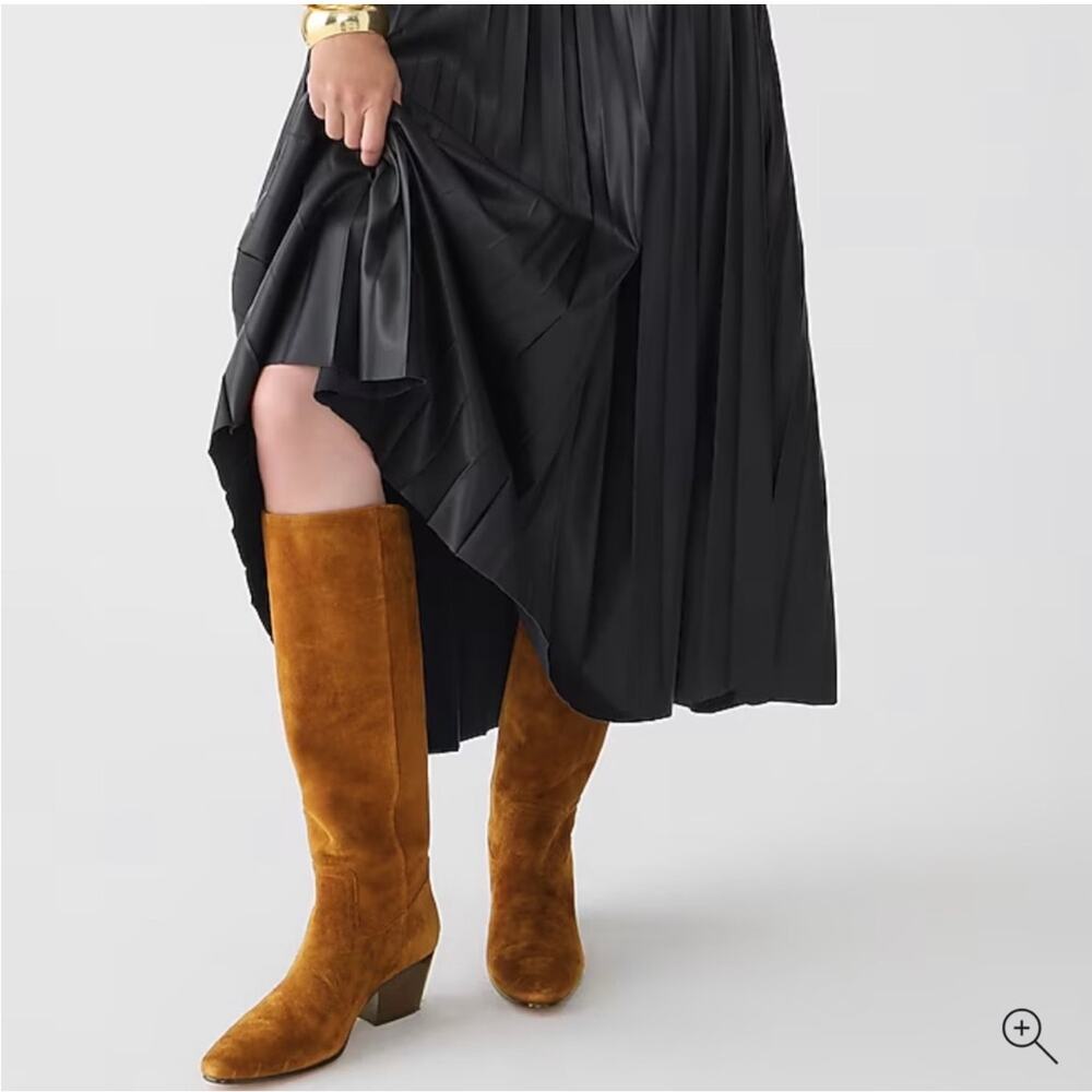 J.Crew New Piper Square-Toe Knee-High Boots Pull-On Suede Brown Size 8.5 NWOB - Picture 9 of 9